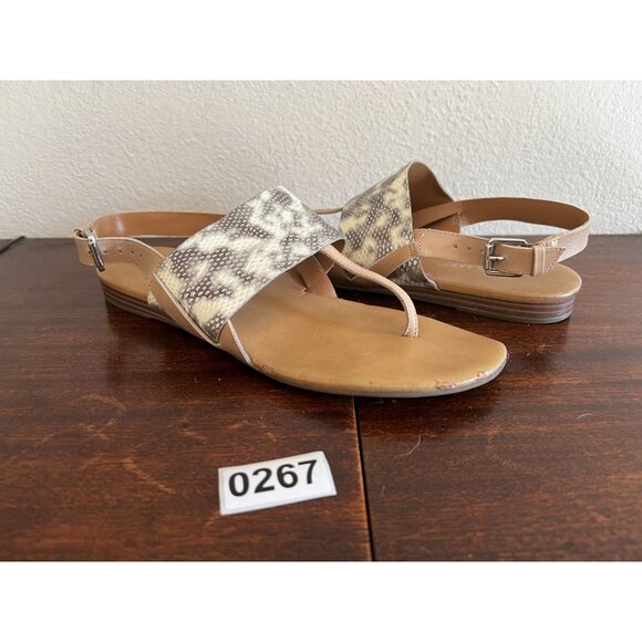 Franco Sarto Womens Snakeskin Print Sandals 9M Slingback Buckle Strap Open Toe D - Picture 1 of 10